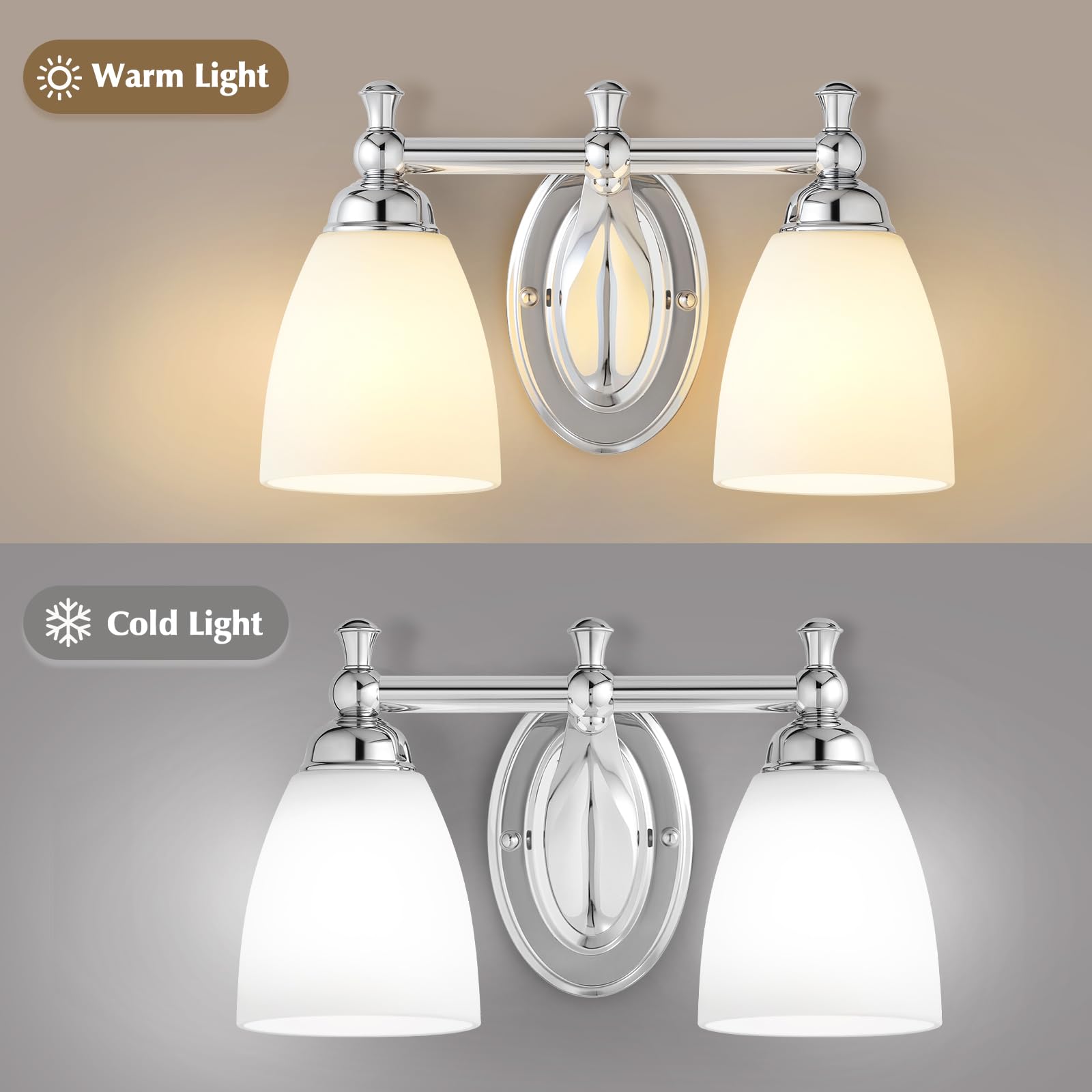 EJIAXIN chrome vanity light with E26 base, suitable for bulbs.
