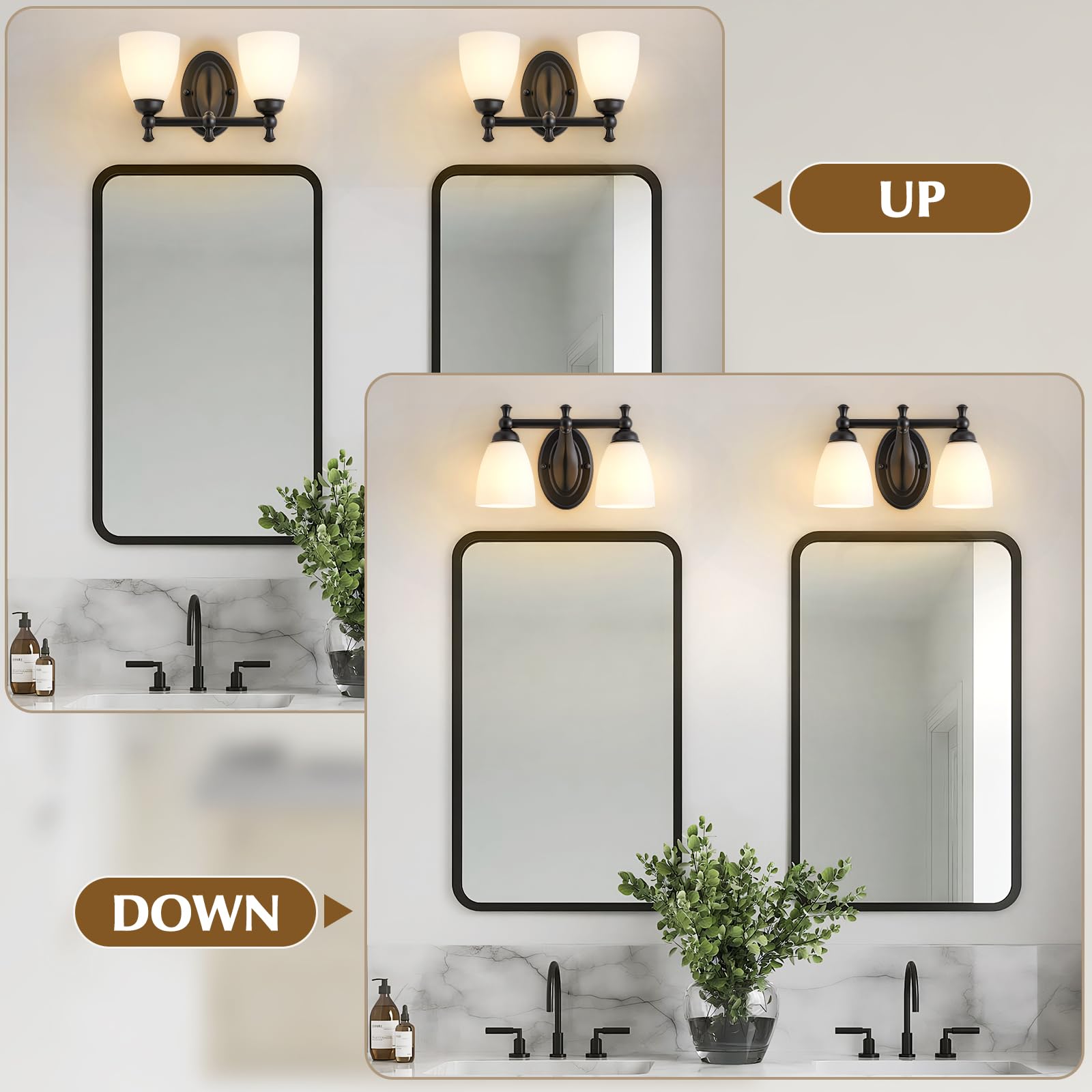 EJIAXIN vintage-style vanity light in black adds timeless charm to spaces.