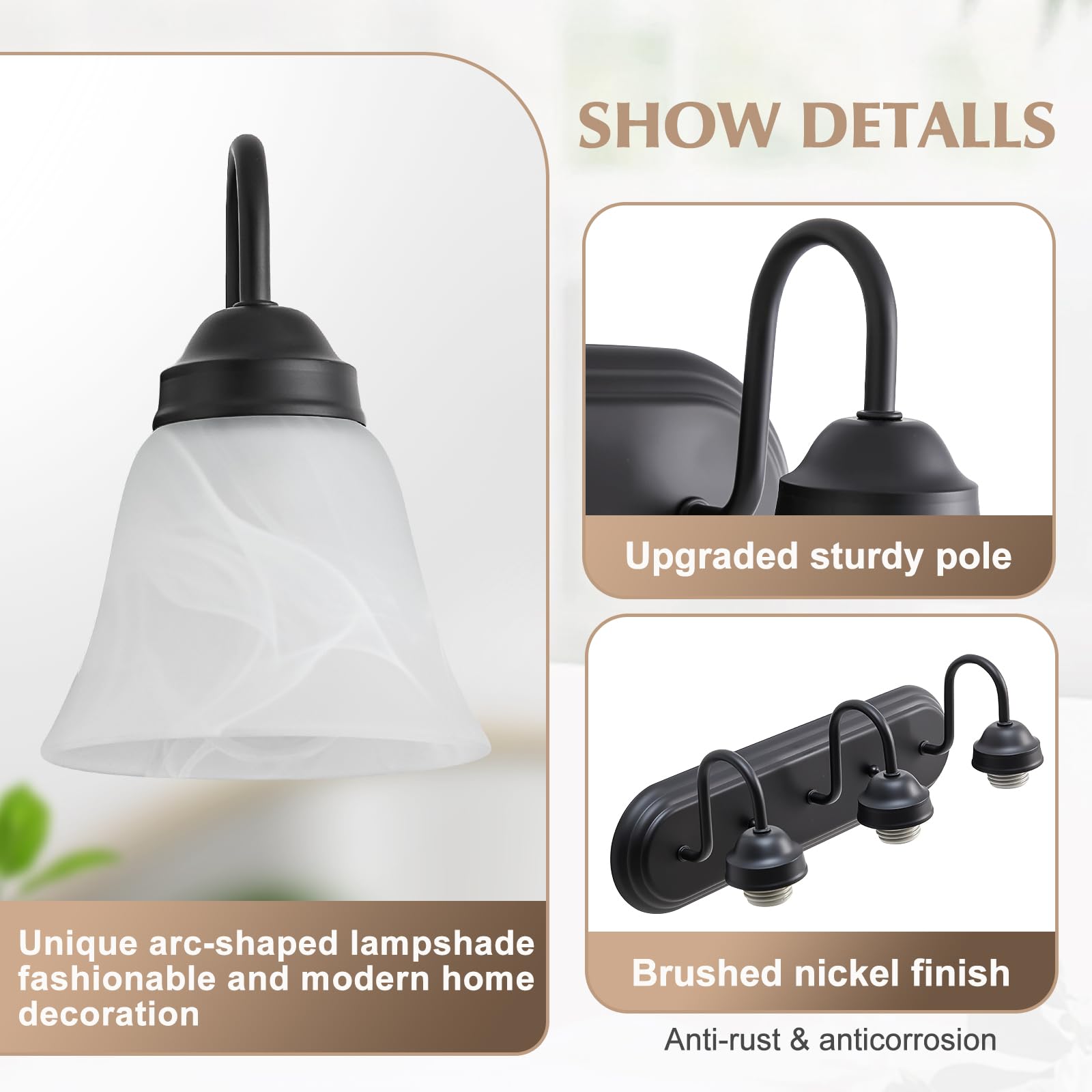 EJIAXIN wall lamp with E26 base supports dimmable bulbs.