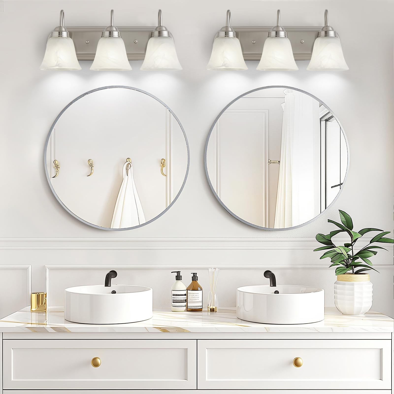 EJIAXIN white glass shades for versatile bathroom lighting