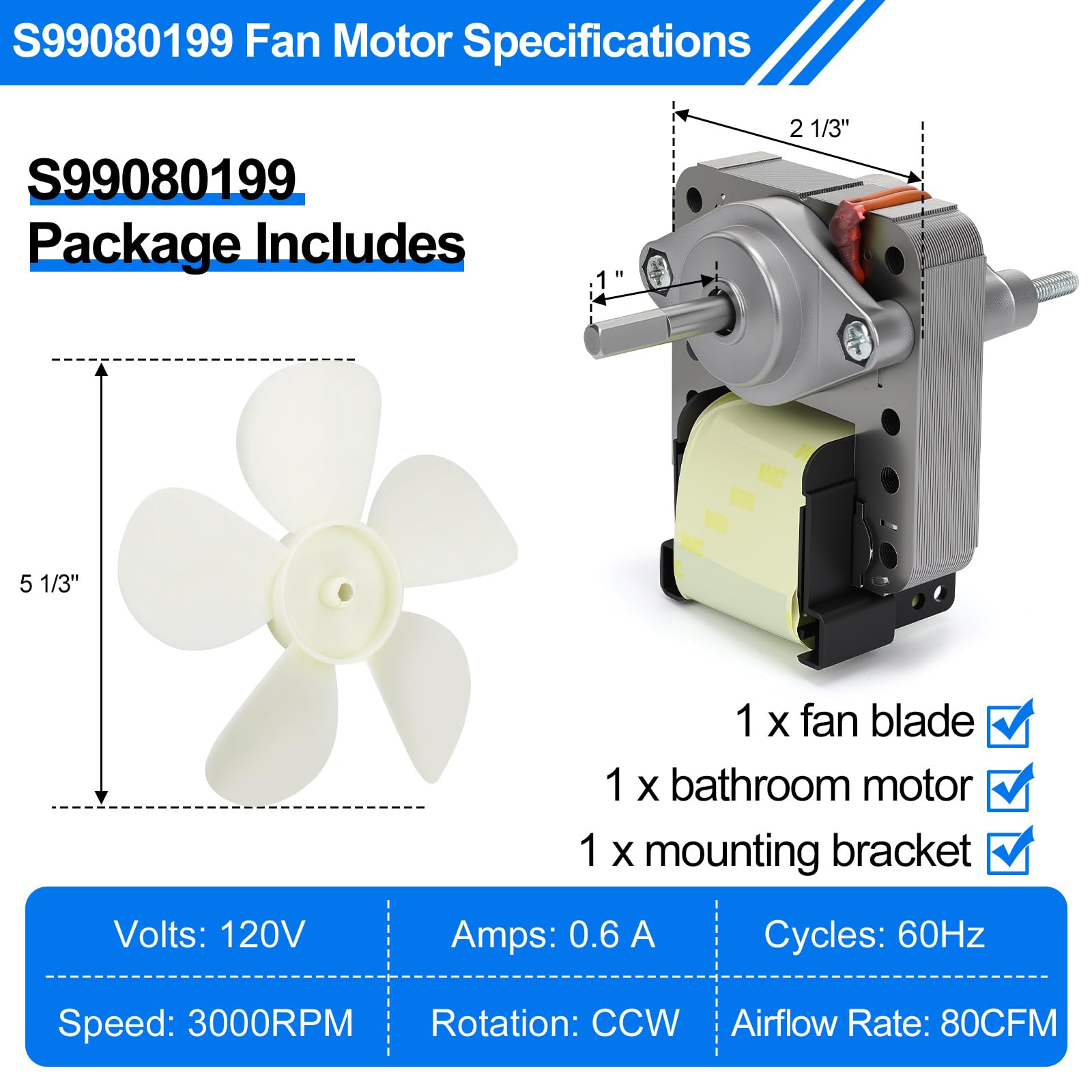 EJVFN S99080199 80 CFM airflow supports moisture control