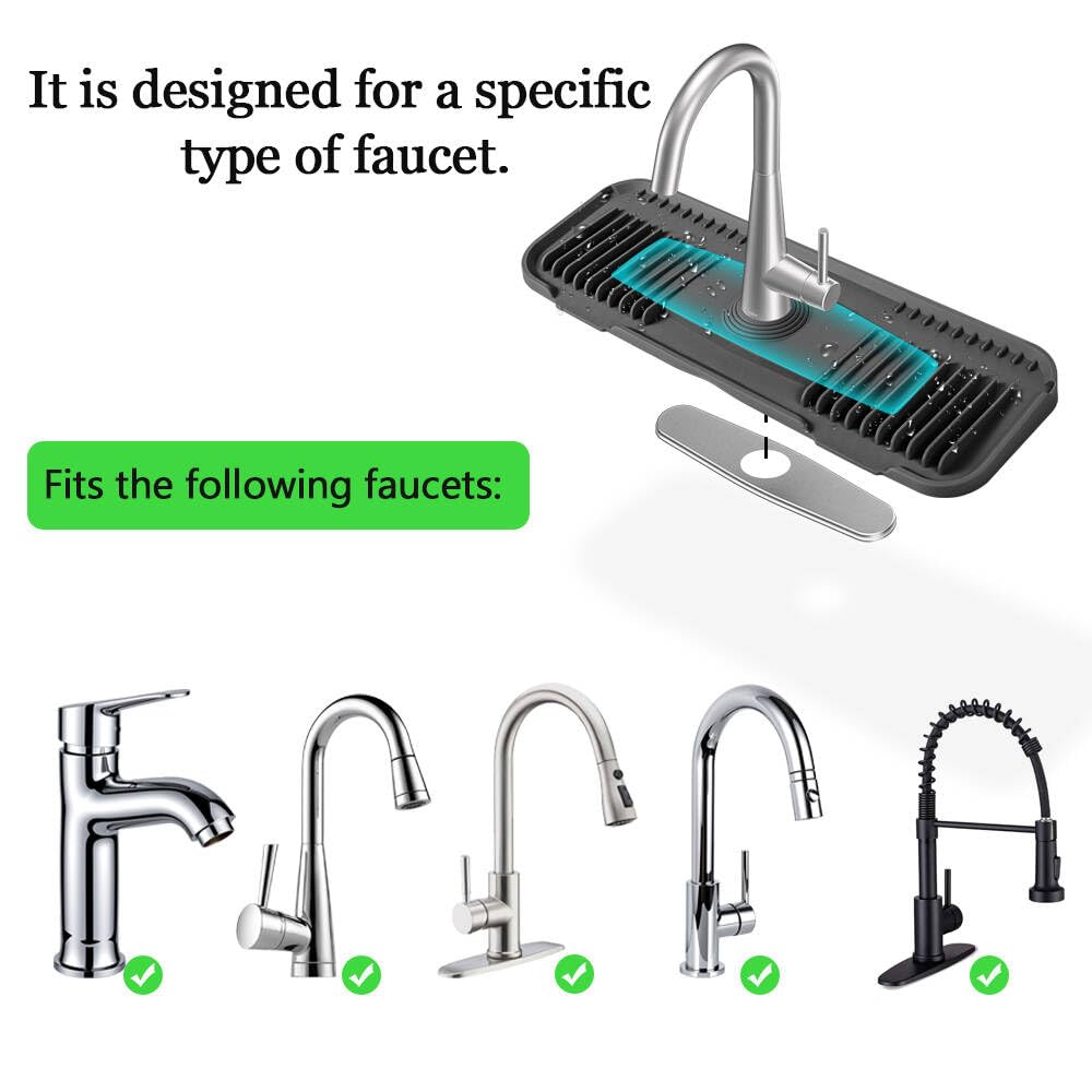 EK-Memory-fish faucet mat’s grey finish blends with modern kitchen decor.