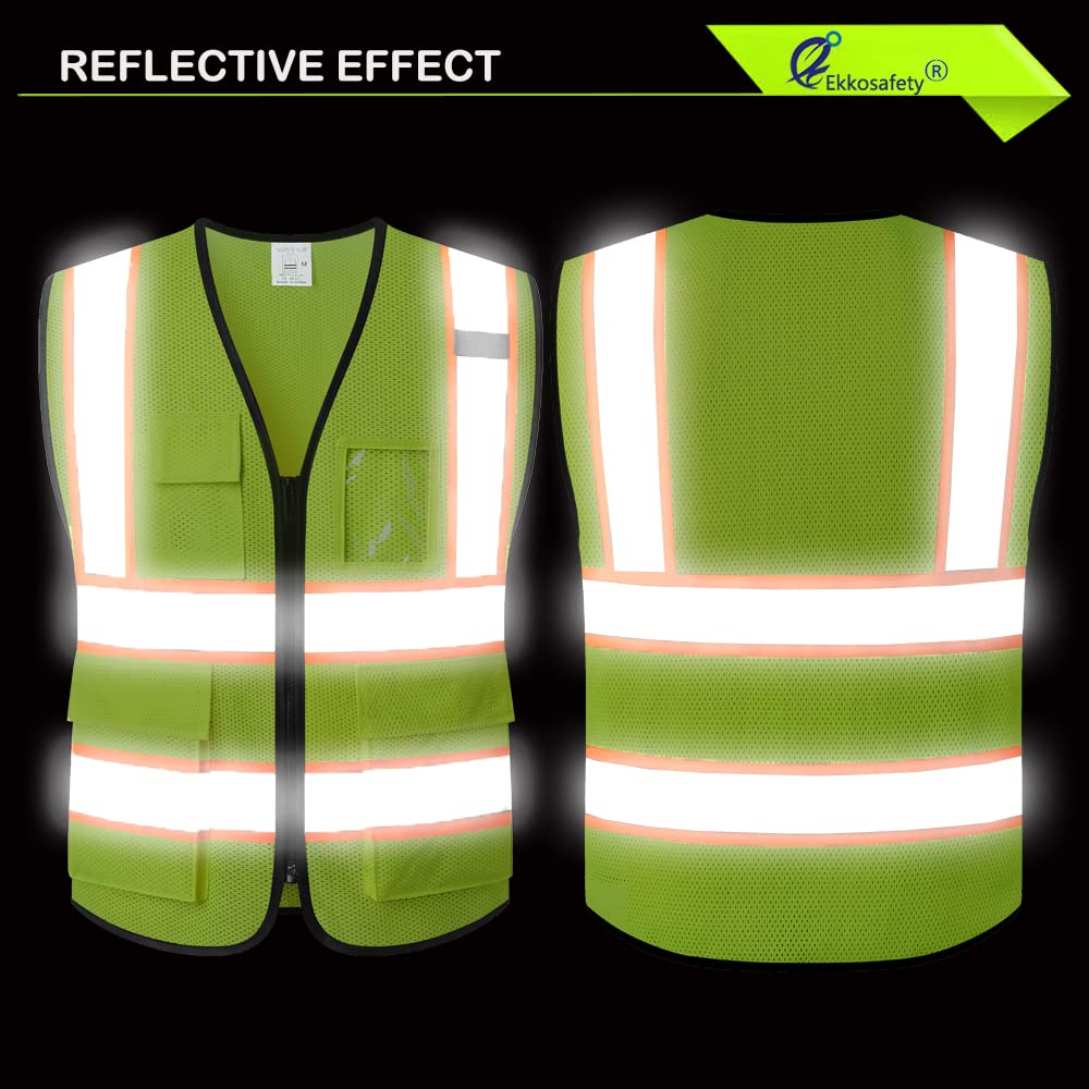Ekkosafety ANSI/ISEA Class 2 vest in bright yellow for visibility