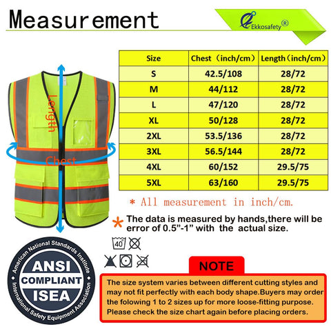 Ekkosafety reflective mesh vest back pockets for secure small items