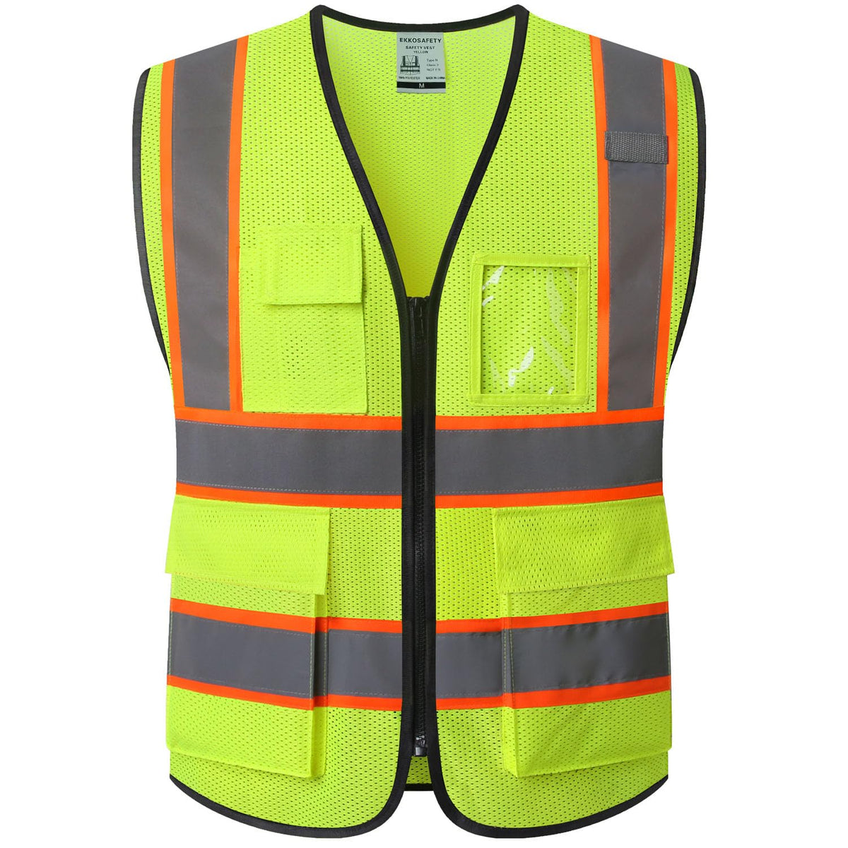 Ekkosafety reflective mesh vest with front pockets for quick tool access on site
