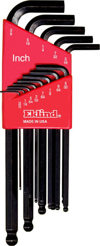 Ball-end long-arm hex keys enabling easier reach in tight spaces