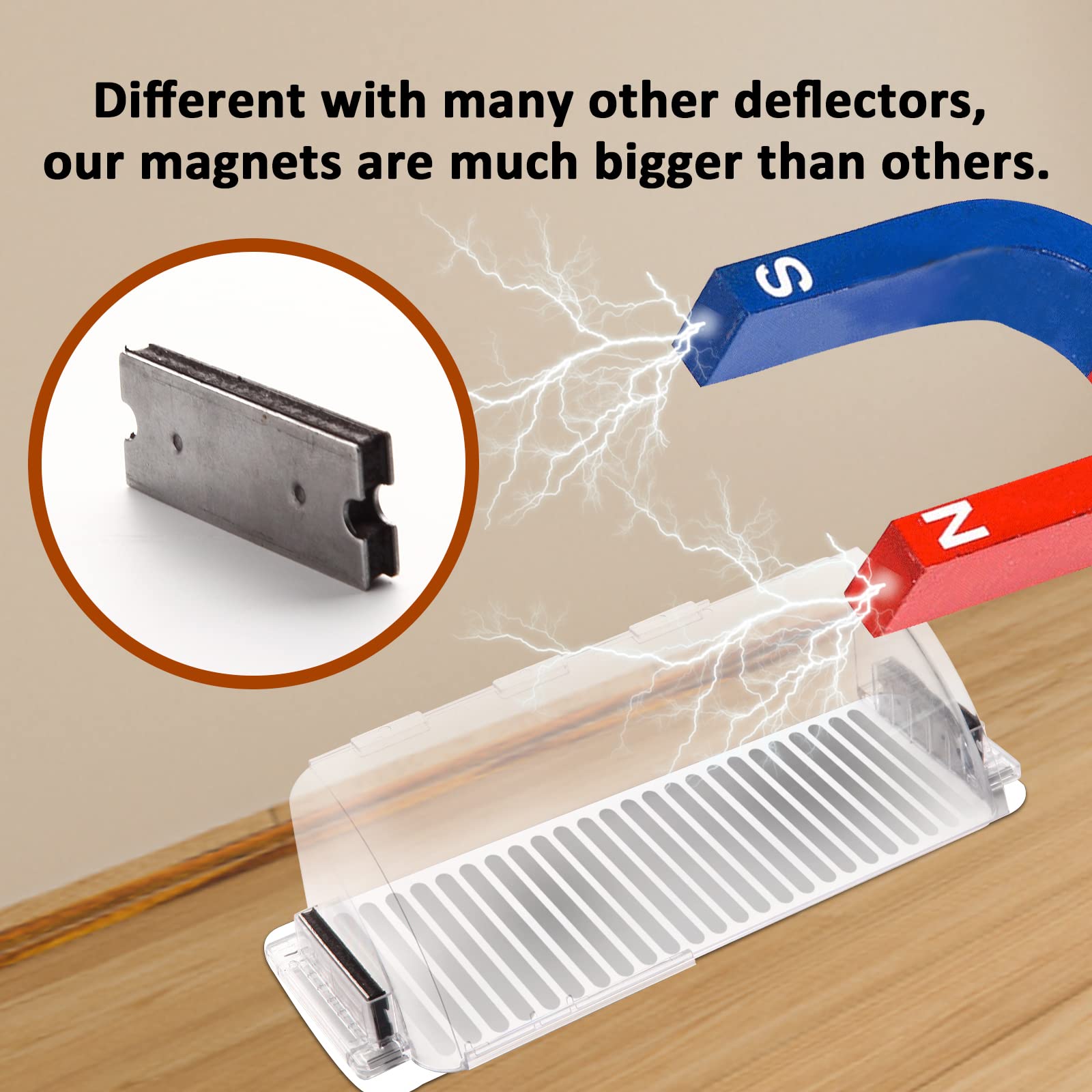 EKOCSIO expandable two-part deflector fits floor, sidewall, and ceiling vents
