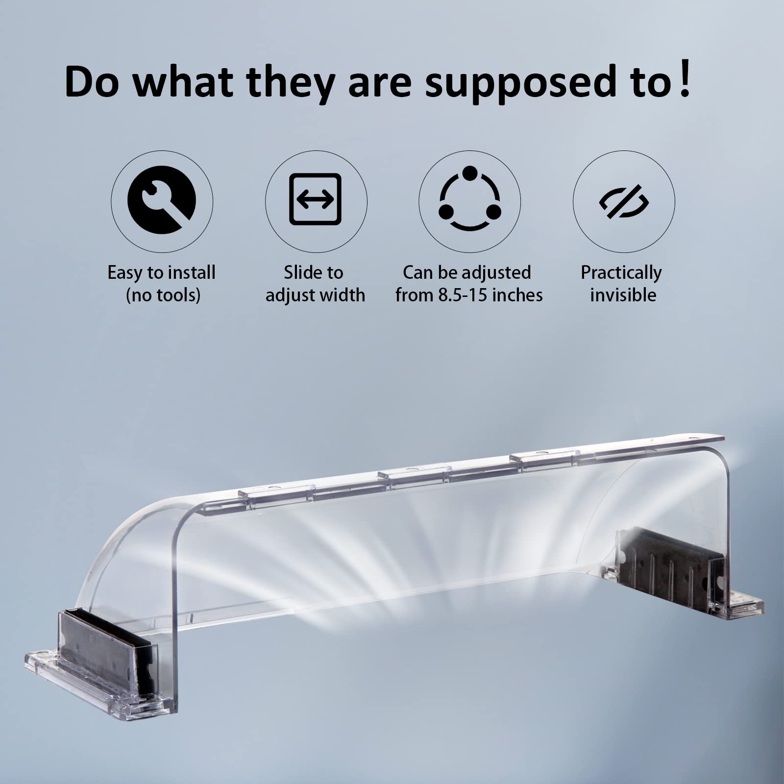 Transparent vent shield redirects airflow for balanced room comfort