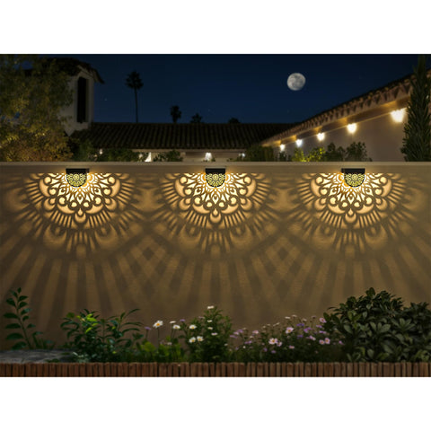EKQ moon-theme yard light adds soft ambiance.