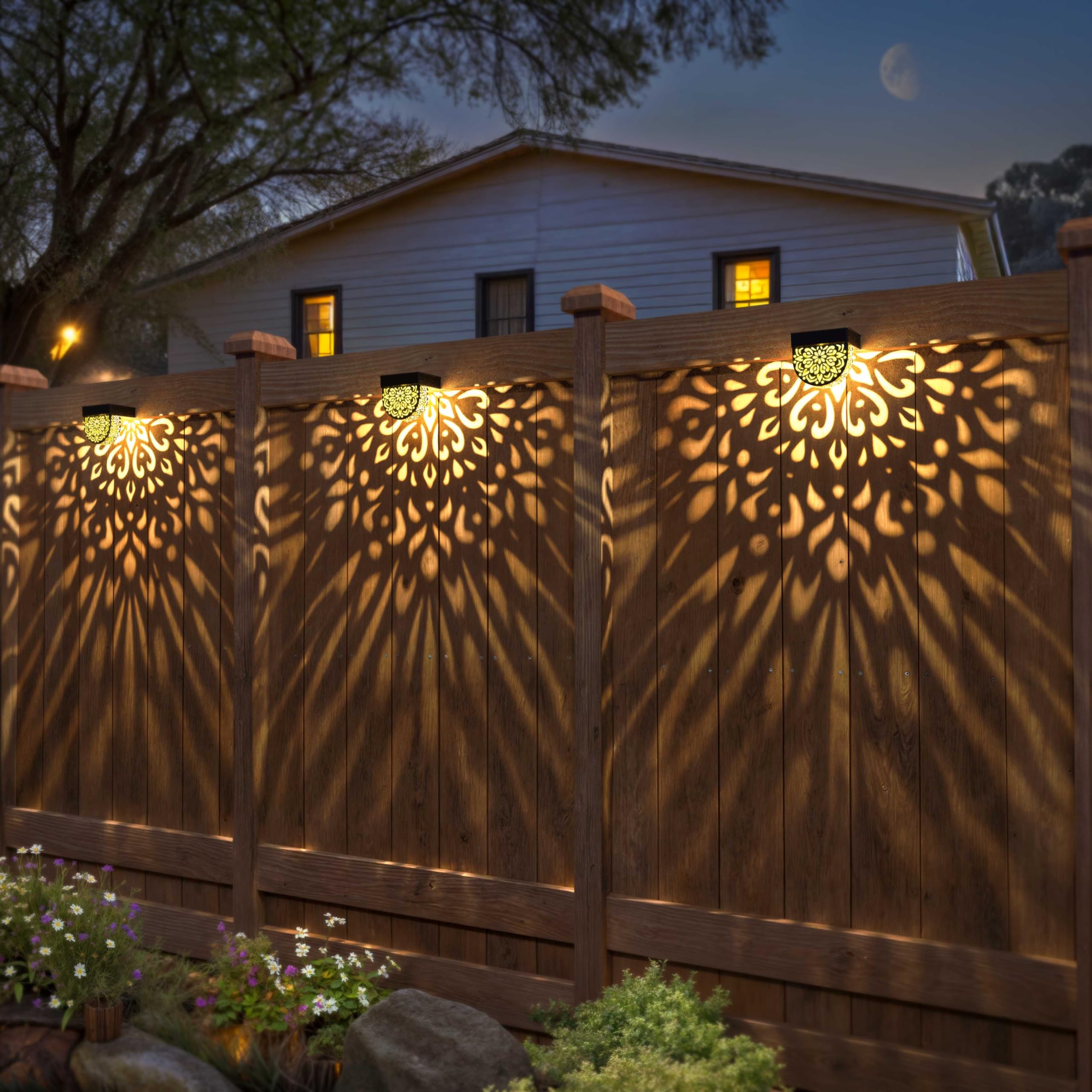 EKQ solar step light providing warm yellow lighting for steps and entryways
