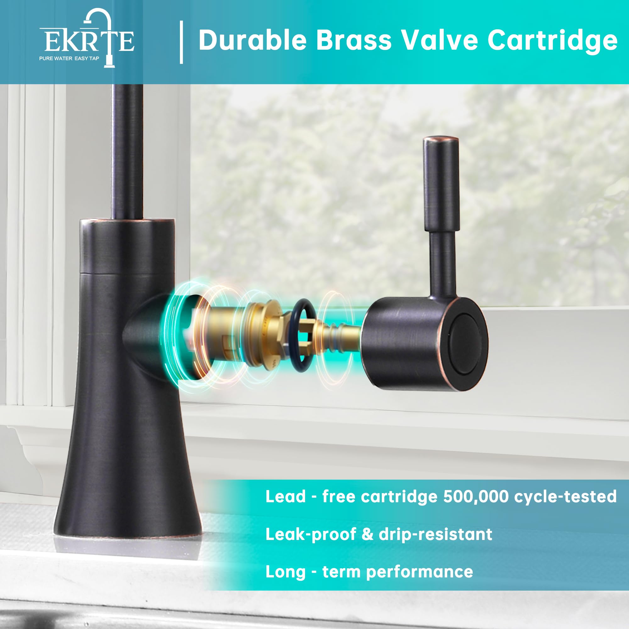EKRTE bronze faucet installation with quick-connectors ready for setup