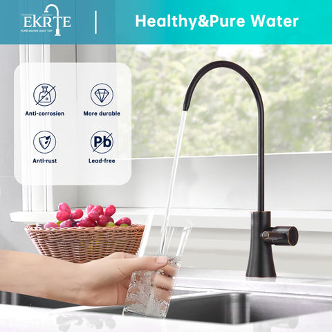 EKRTE bronze faucet side profile showing tall spout for pot filling