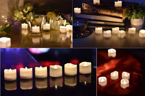 eLander LED tea light warm white with flame like flicker for ambiance