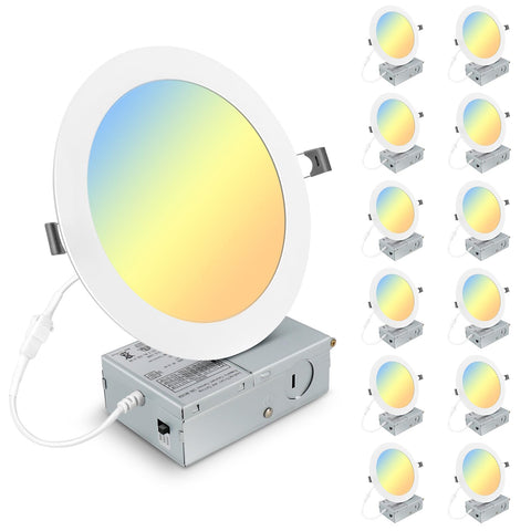 Elaruslux 12-pack 7-inch downlight with junction box for quick ceiling installation.