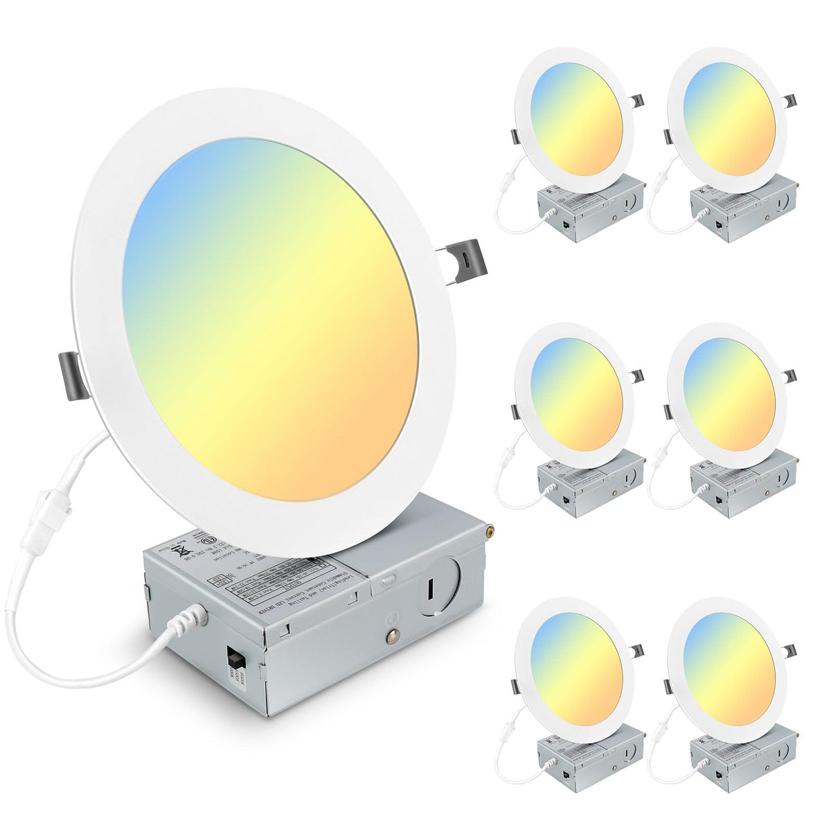 Elaruslux 7-inch ultra-thin LED recessed light provides bright ambient illumination.