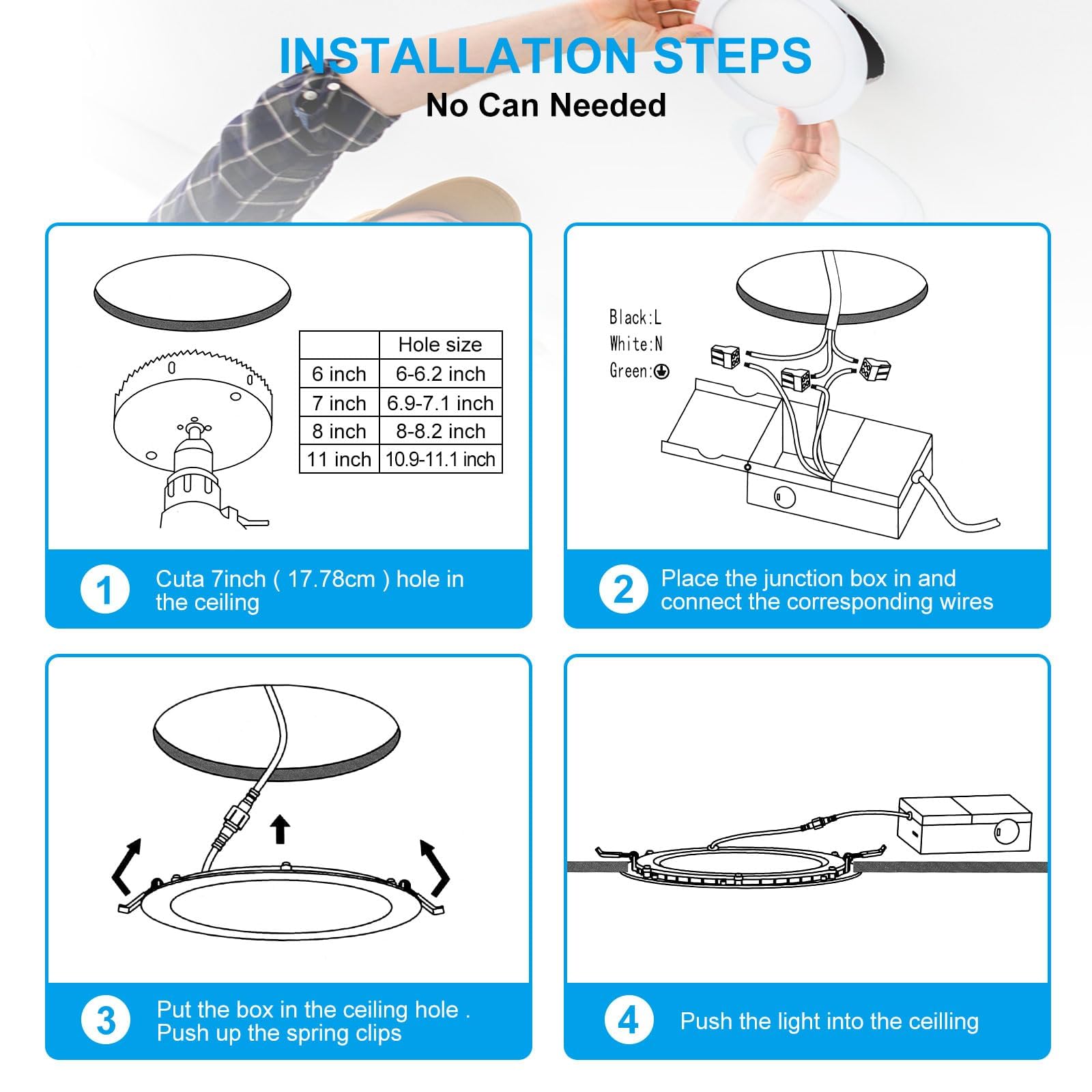 Elaruslux dimmable LED downlight with smooth 5%–100% brightness control.