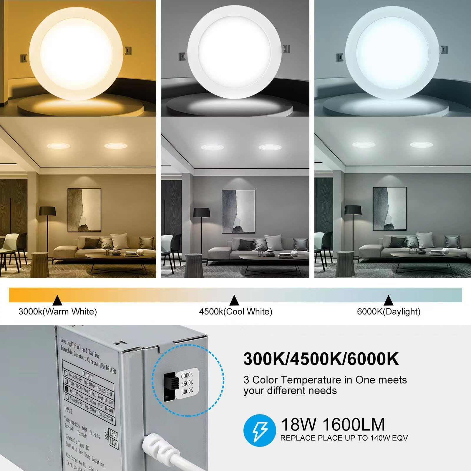 Elaruslux ultra-thin 7-inch LED panel blends flush with ceiling.