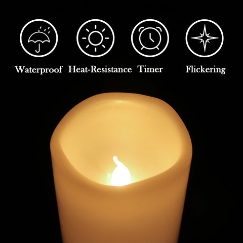 Eldnacele battery powered candles run on three AAA batteries.