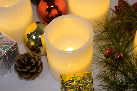 Eldnacele candle on mantel for safe, smoke-free ambience