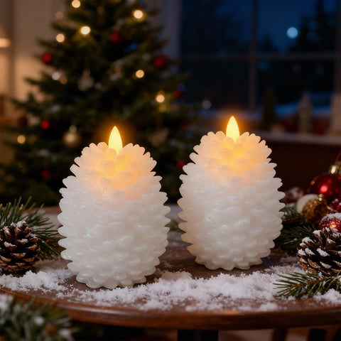 Eldnacele pine cone candles remote control enables easy timer adjustments.