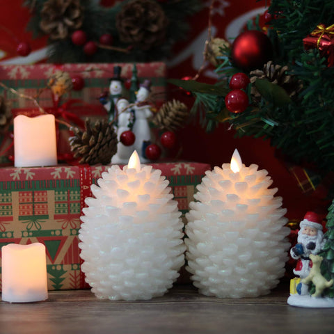 Battery-operated candles for long-lasting holiday glow.