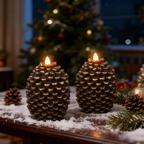 Eldnacele pine cone candle with a 6-hour timer