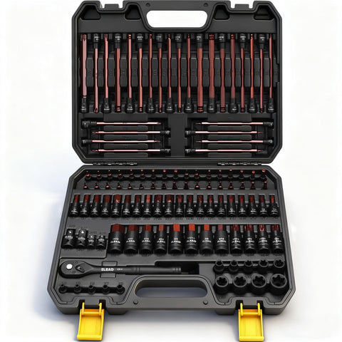 ELEAD 112-piece torx and allen socket set organized in a durable case for quick access