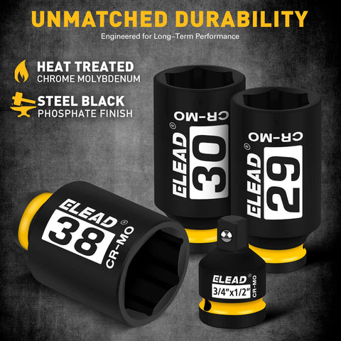 ELEAD 31mm deep socket supports wide axle nut ranges