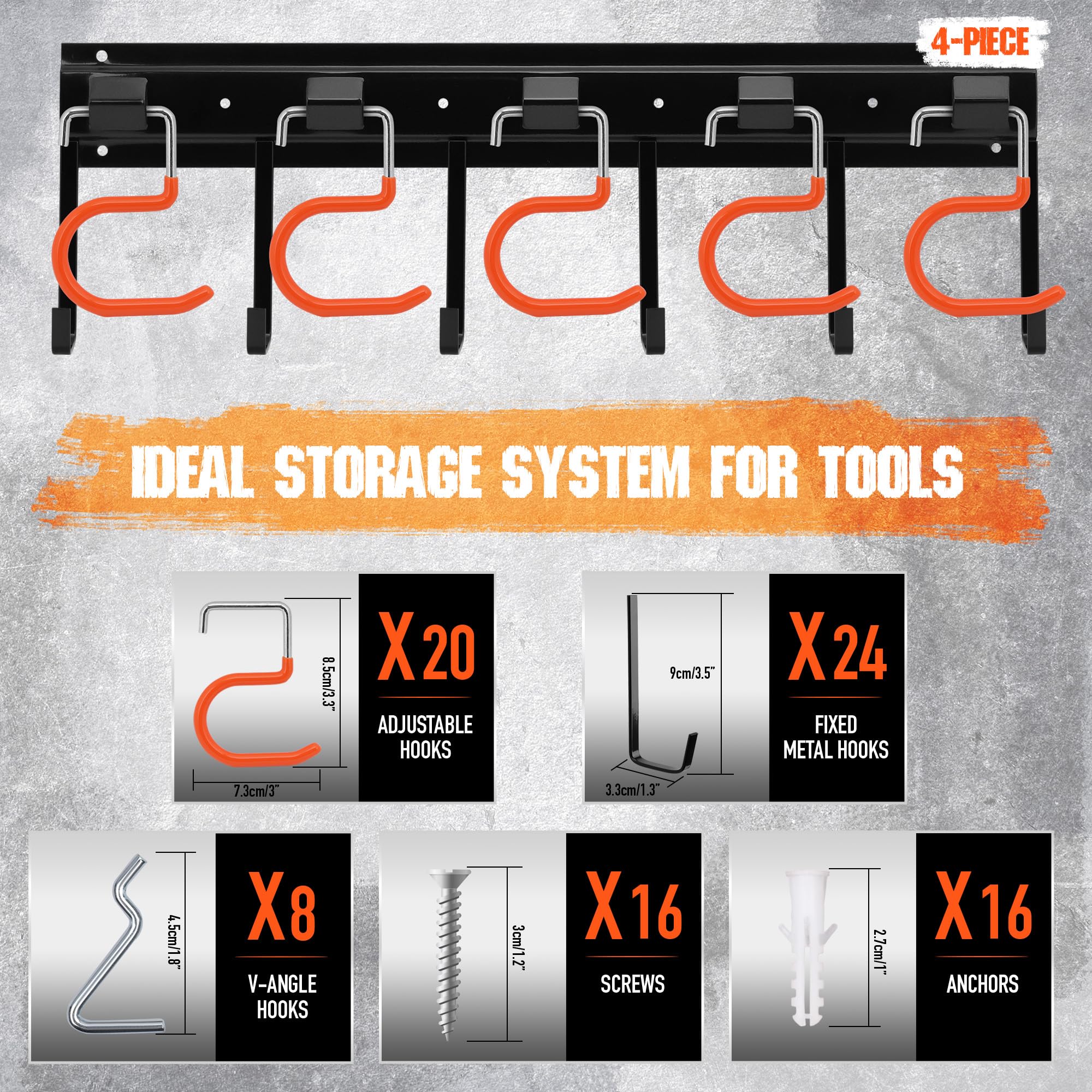 ELEAD 24 fixed metal hooks provide reliable tool storage in a busy workspace