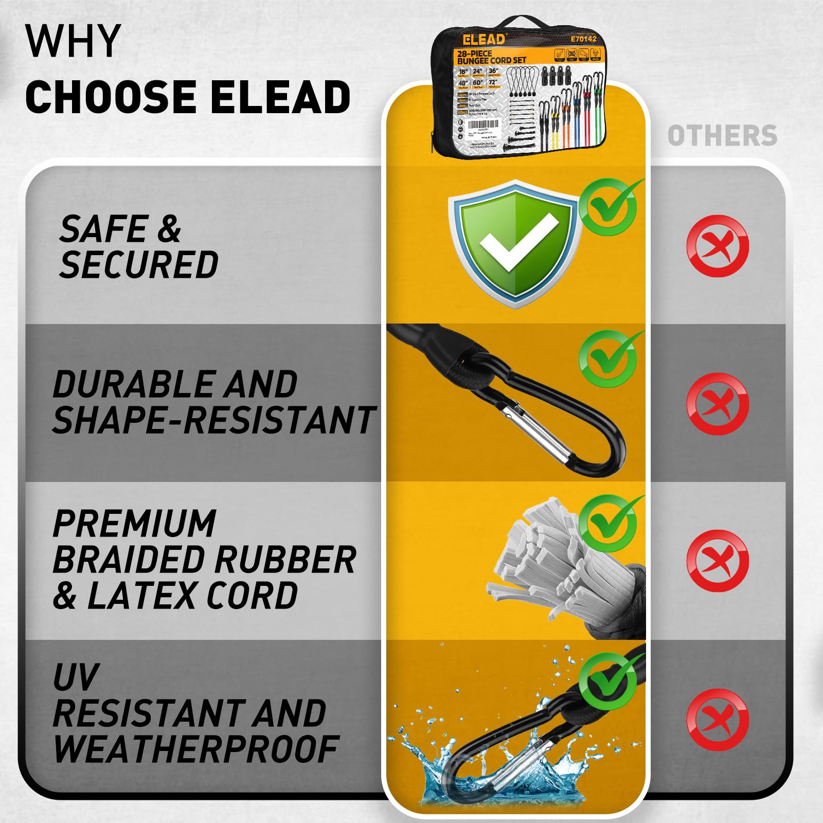 ELEAD 36-inch bungee cord for vehicle use and versatility