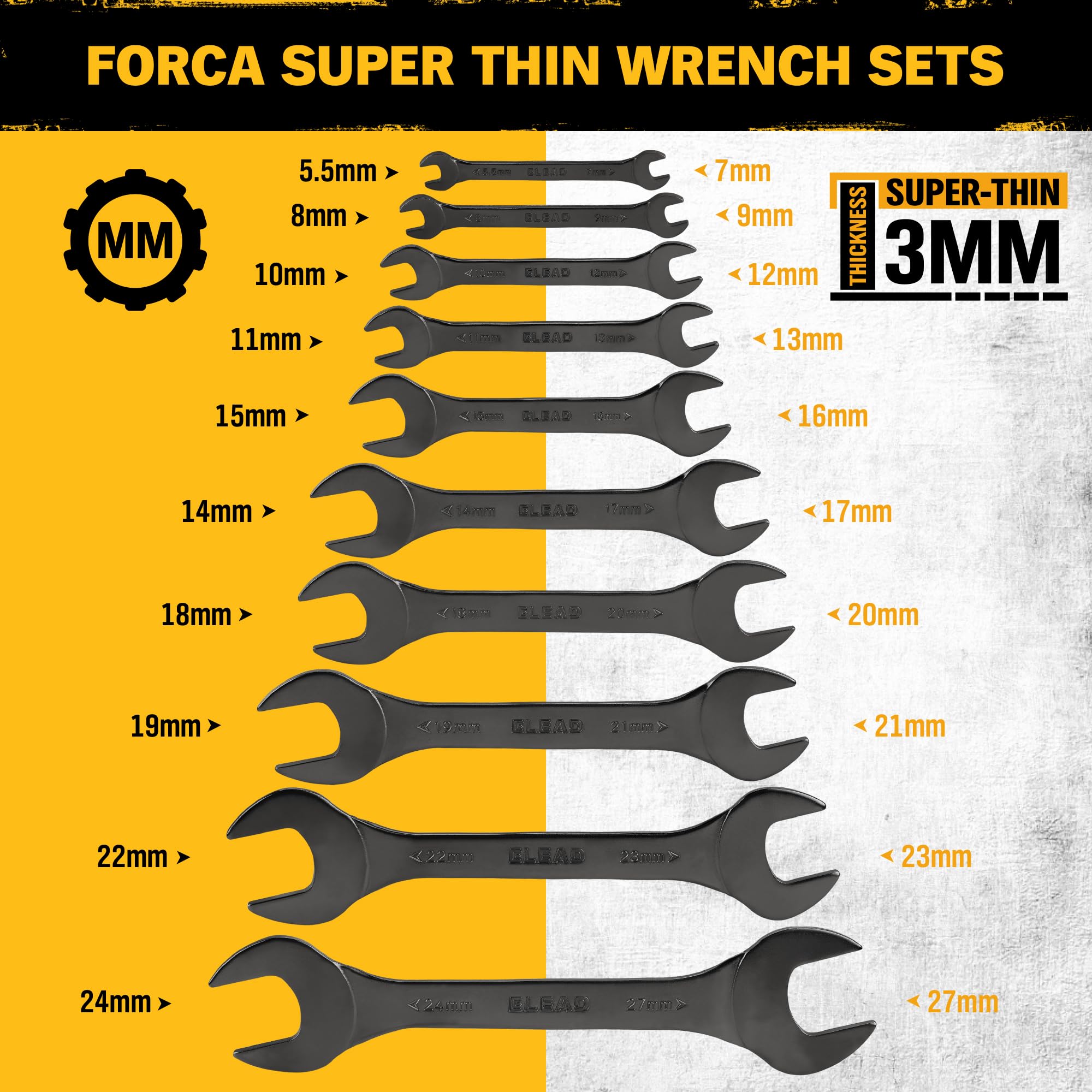 ELEAD 3mm thin-profile wrench enables access to narrow spaces.