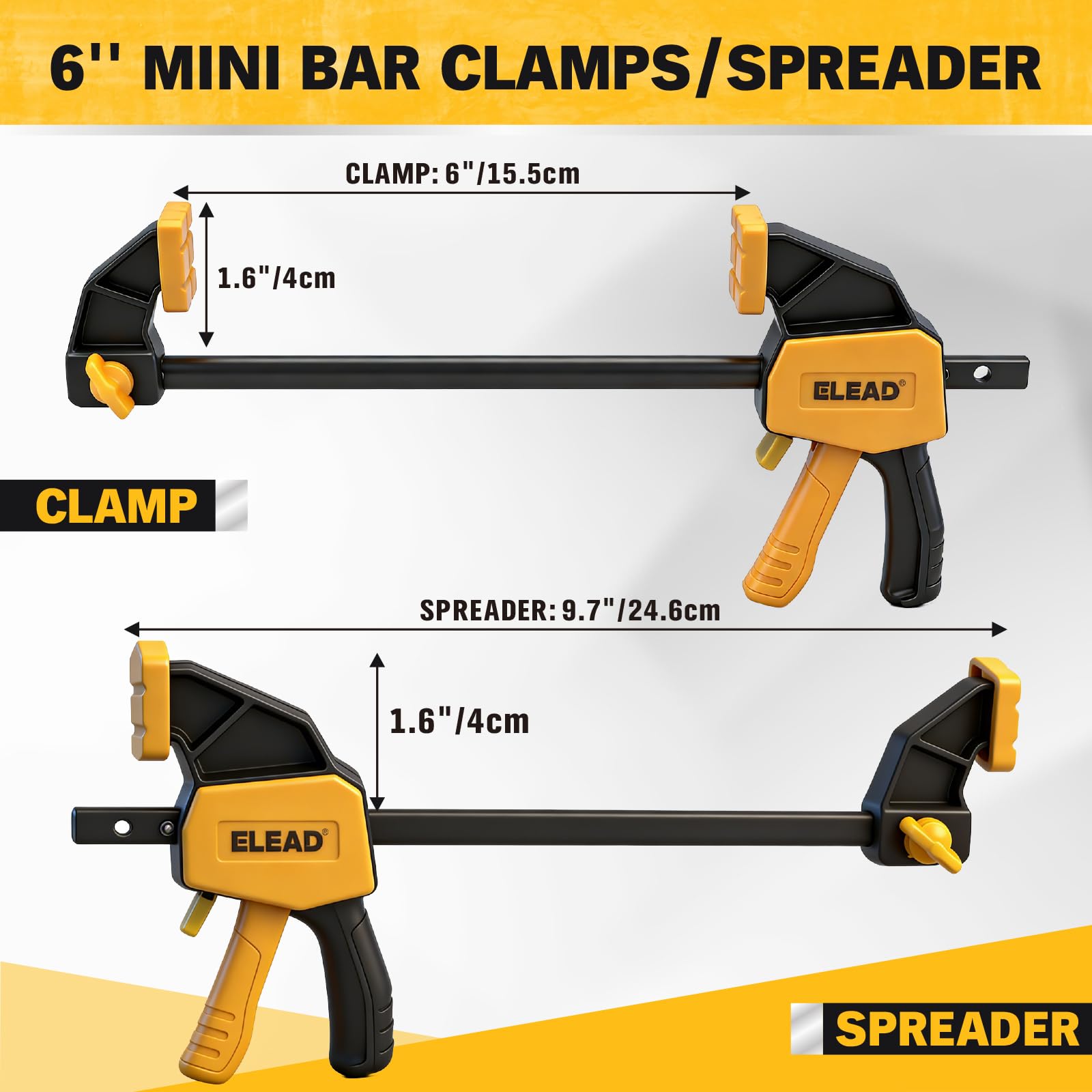 ELEAD 4-piece one-handed F-clamps enable quick setup for crafting projects.