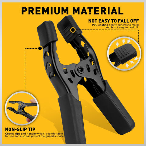 ELEAD 6-inch spring clamp on wood, showcasing secure grip and wide opening.