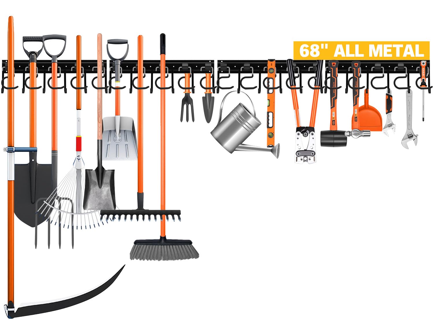 ELEAD 68in all-metal tool organizer mounted on a wall for garage storage.