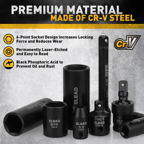ELEAD 72-tooth ratchet handle delivers smooth operation with minimal effort.