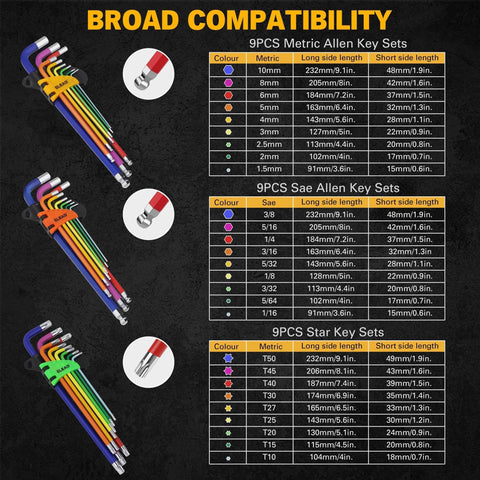 ELEAD ball-end hex wrenches with tilt access for hard-to-reach screws