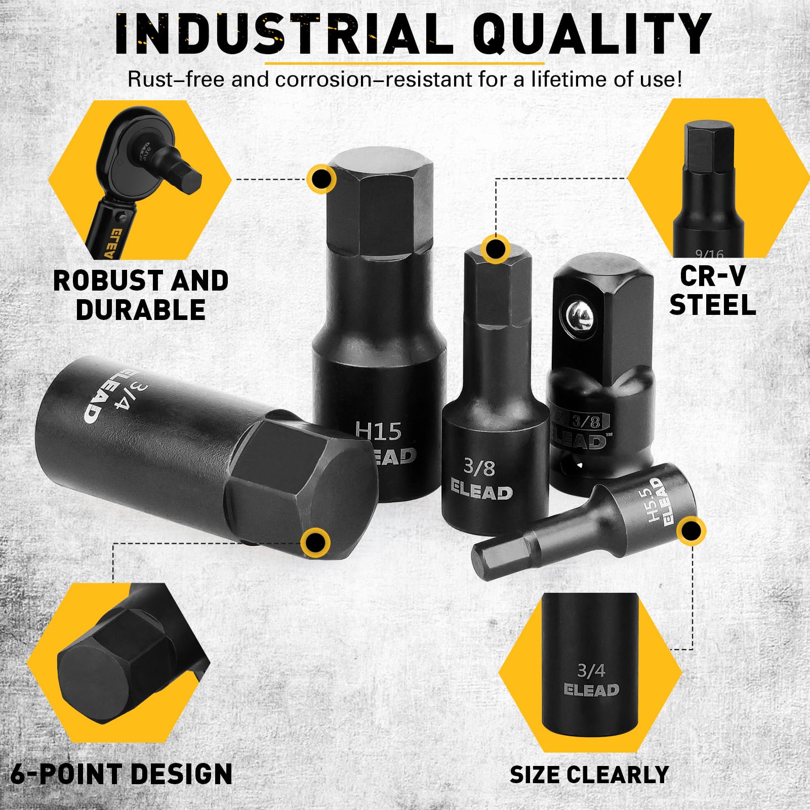 ELEAD sockets with black phosphoric acid coating resist corrosion in harsh work.