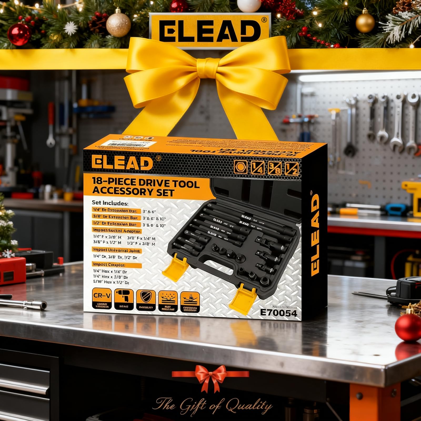 ELEAD blow-molded storage case keeps tools organized and portable.