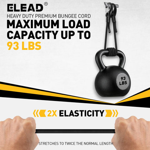 ELEAD bungee cord roll marine-grade hooks resist saltwater for durable outdoor use