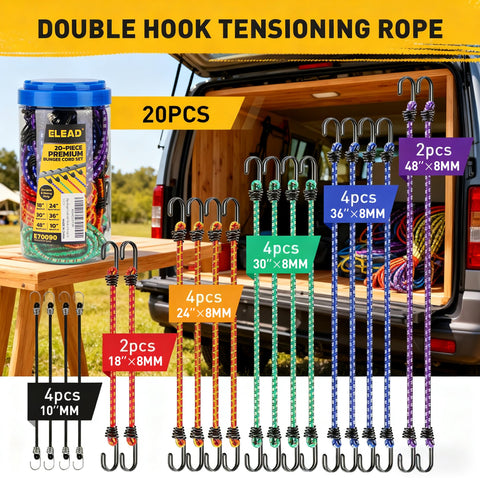 ELEAD 10-inch bungee cord for compact, light-duty securing.