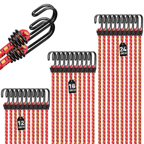ELEAD bungee cords 12-inch with hooks secure cargo on trips.