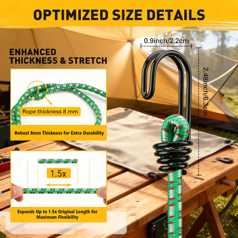 ELEAD 18-inch bungee cord ready for medium-sized gear attachment.