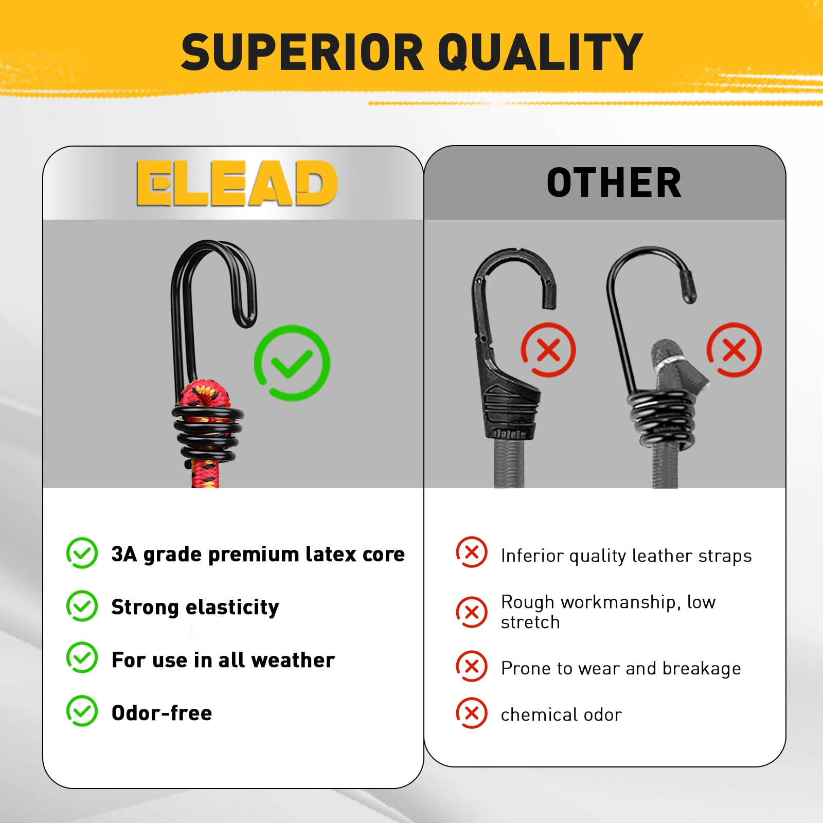 ELEAD bungee cords 24-inch with hooks handle larger loads securely.