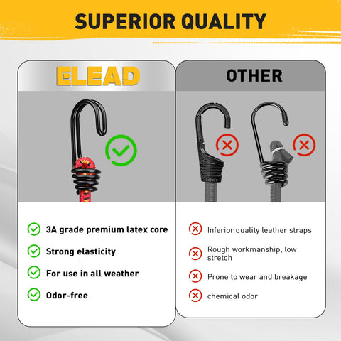 ELEAD bungee cords 24-inch with hooks handle larger loads securely.