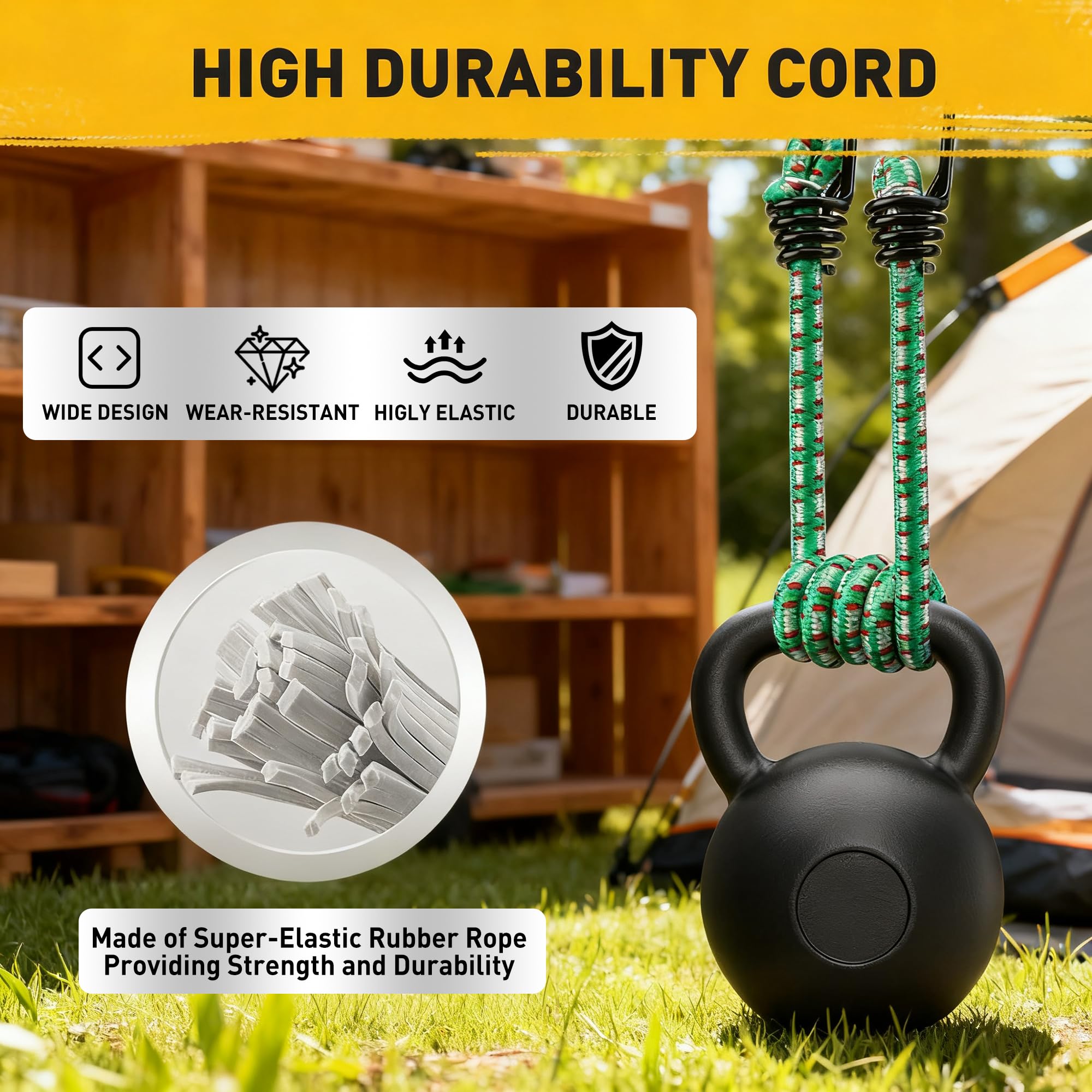 ELEAD 30-inch bungee cord ready for longer reach securing.
