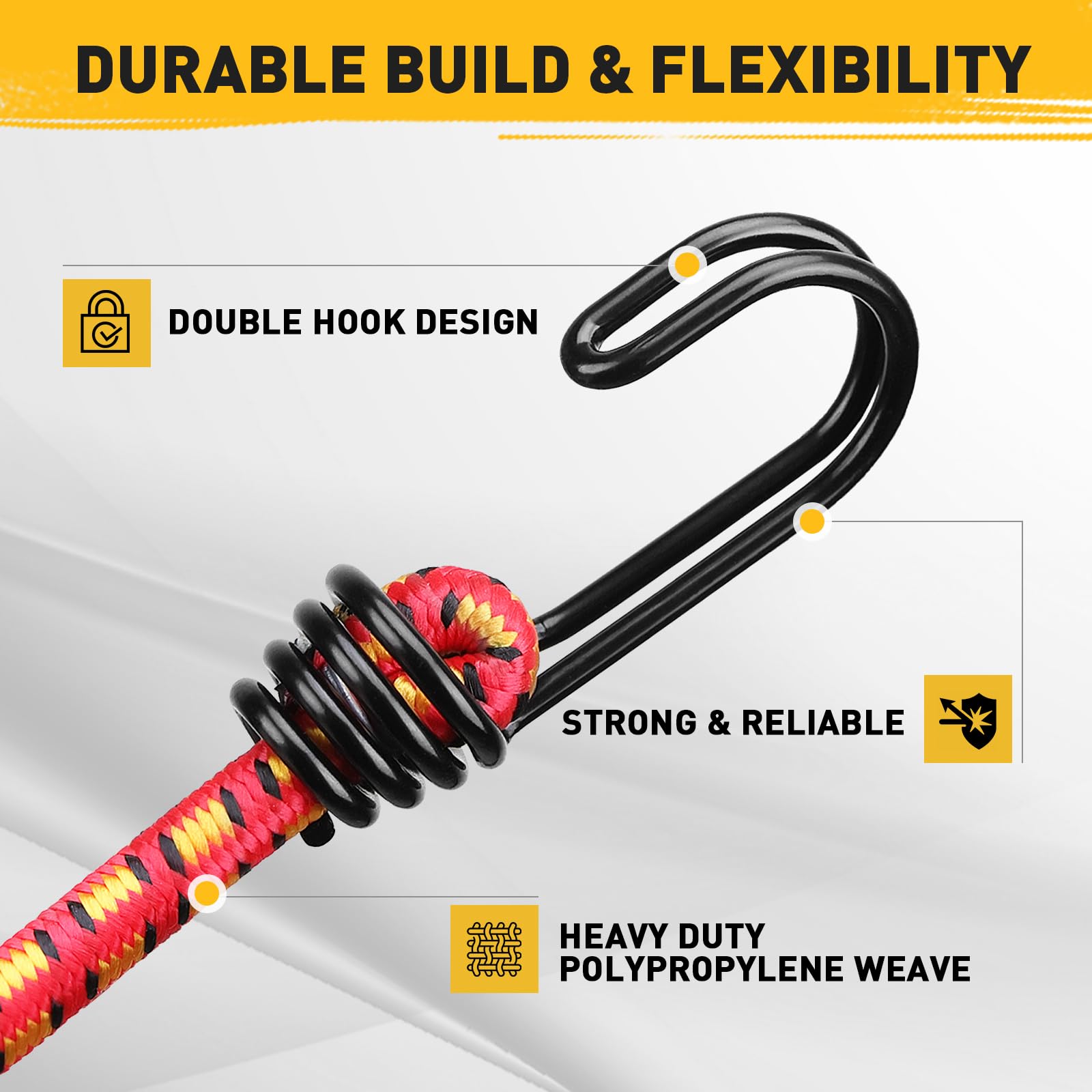 ELEAD bungee cords bright colors aid quick identification in outdoor use.