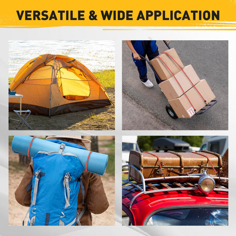 ELEAD bungee cords camping use for tent setup and gear bundling.