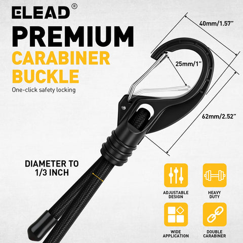ELEAD bungee cords securing gear on a road trip and outdoors