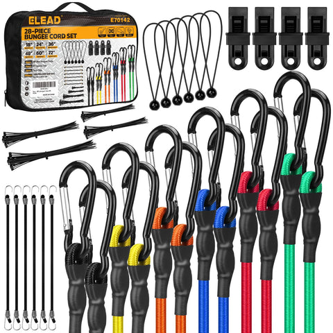 ELEAD carabiner bungee hooks with safety lock for secure cargo