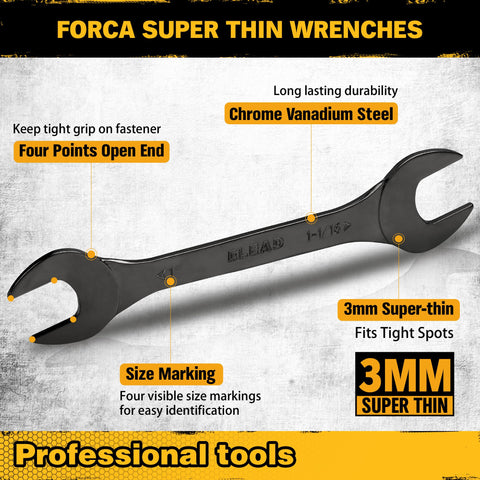 Chrome vanadium steel wrenches with polished nickel finish